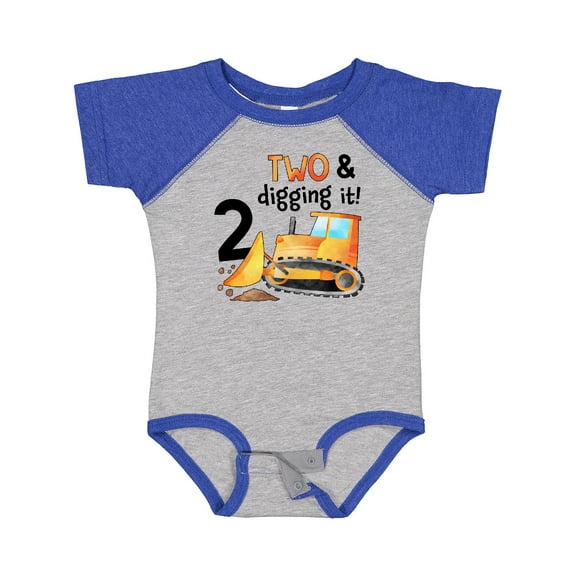 Inktastic Two and Digging It Bulldozer 2nd Birthday Boys or Girls Baby Bodysuit
