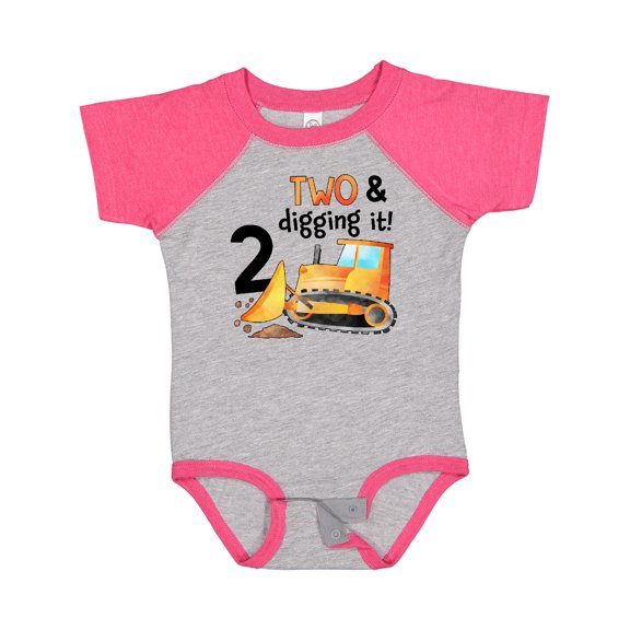 Inktastic Two and Digging It Bulldozer 2nd Birthday Boys or Girls Baby Bodysuit