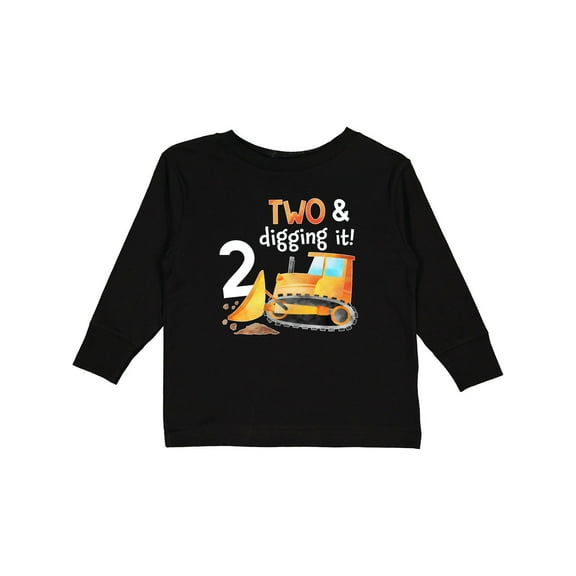 Inktastic Two and Digging It Bulldozer 2nd Birthday Boys or Girls Long Sleeve Toddler T-Shirt