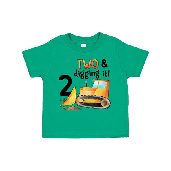Inktastic Two and Digging It Bulldozer 2nd Birthday Boys or Girls Toddler T-Shirt