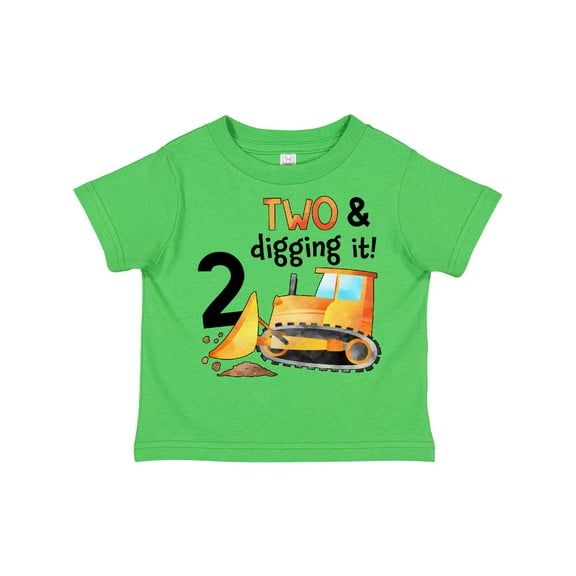 Inktastic Two and Digging It Bulldozer 2nd Birthday Boys or Girls Toddler T-Shirt