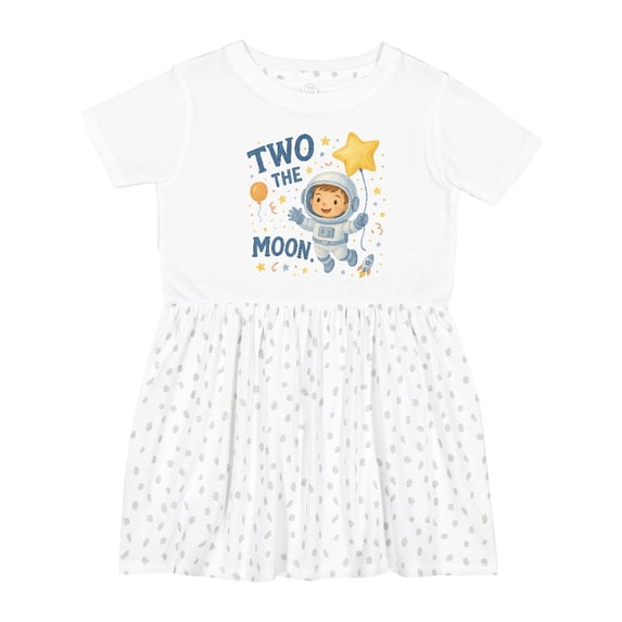 Inktastic Two the Moon Astronaut 2nd Birthday Girls Toddler Dress