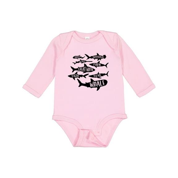 Inktastic Types of Sharks Boys or Girls Long Sleeve Baby Bodysuit