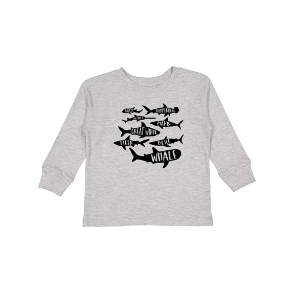 Inktastic Types of Sharks Boys or Girls Long Sleeve Toddler T-Shirt