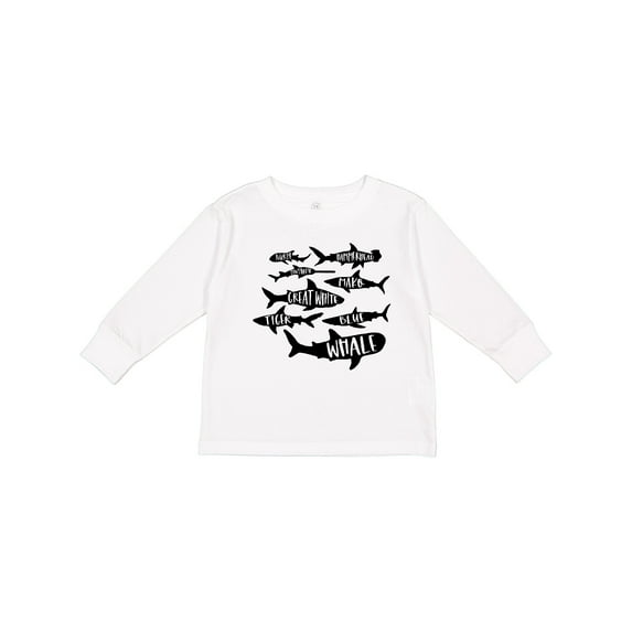 Inktastic Types of Sharks Boys or Girls Long Sleeve Toddler T-Shirt