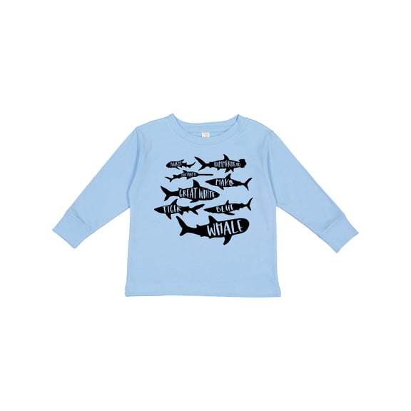 Inktastic Types of Sharks Boys or Girls Long Sleeve Toddler T-Shirt