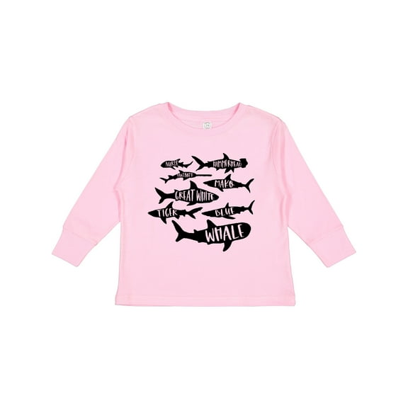 Inktastic Types of Sharks Boys or Girls Long Sleeve Toddler T-Shirt