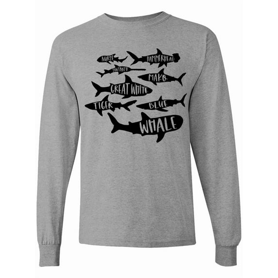 Inktastic Types of Sharks Long Sleeve T-Shirt