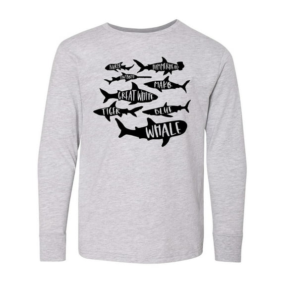 Inktastic Types of Sharks Long Sleeve Youth T-Shirt