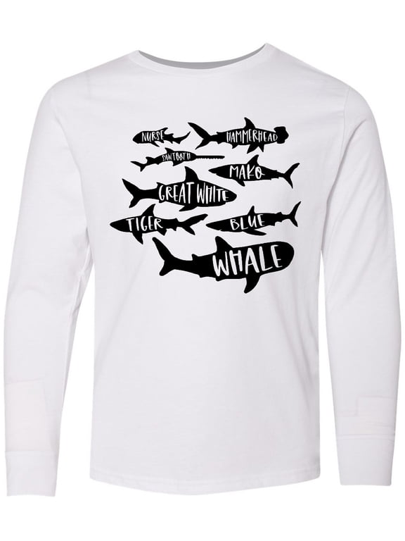 Types of Sharks Long Sleeve Youth T-Shirt