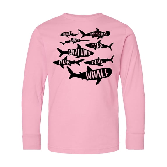 Inktastic Types of Sharks Long Sleeve Youth T-Shirt