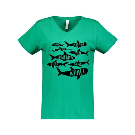 Inktastic Types of Sharks Women's V-Neck T-Shirt