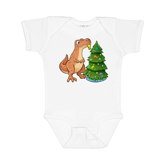 Inktastic Tyrannosaurus Rex Decorating Christmas Tree Boys or Girls Baby Bodysuit