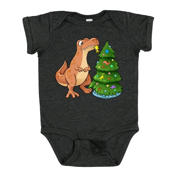 Inktastic Tyrannosaurus Rex Decorating Christmas Tree Boys or Girls Baby Bodysuit