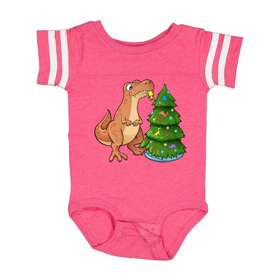 Inktastic Tyrannosaurus Rex Decorating Christmas Tree Boys or Girls Baby Bodysuit