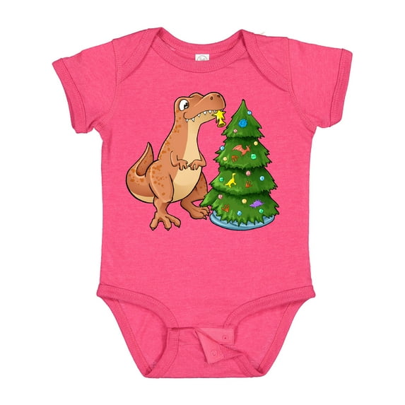 Inktastic Tyrannosaurus Rex Decorating Christmas Tree Boys or Girls Baby Bodysuit