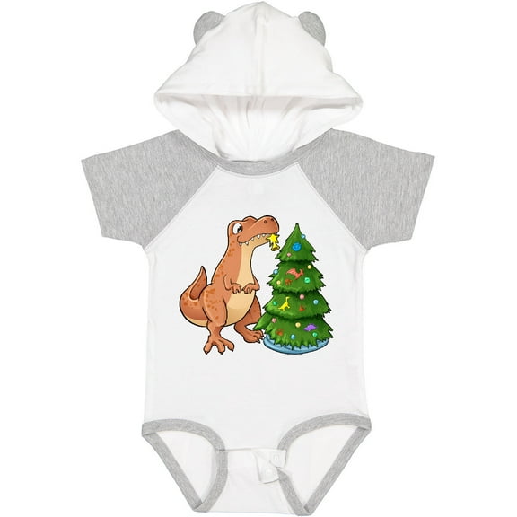 Inktastic Tyrannosaurus Rex Decorating Christmas Tree Boys or Girls Baby Bodysuit