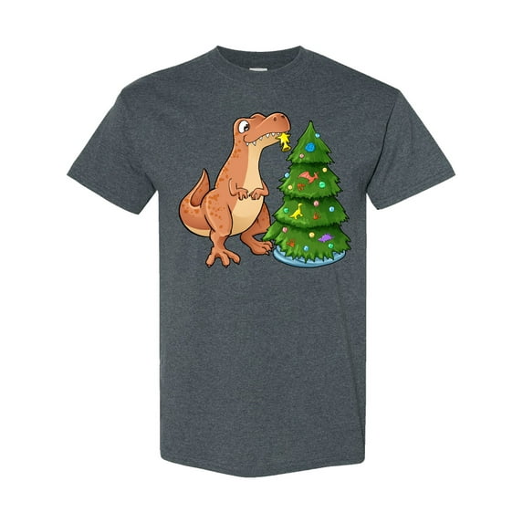 Inktastic Tyrannosaurus Rex Decorating Christmas Tree T-Shirt