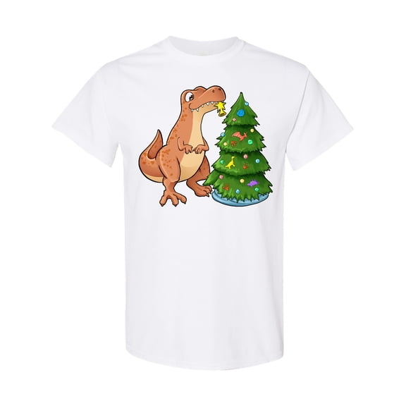 Inktastic Tyrannosaurus Rex Decorating Christmas Tree T-Shirt