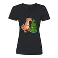 thumbnail image 1 of Inktastic Tyrannosaurus Rex Decorating Christmas Tree Women's V-Neck T-Shirt, 1 of 5