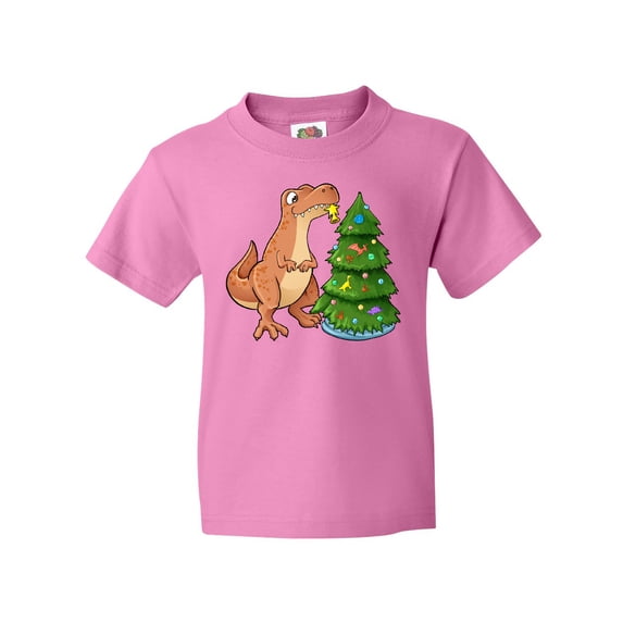 Inktastic Tyrannosaurus Rex Decorating Christmas Tree Youth T-Shirt