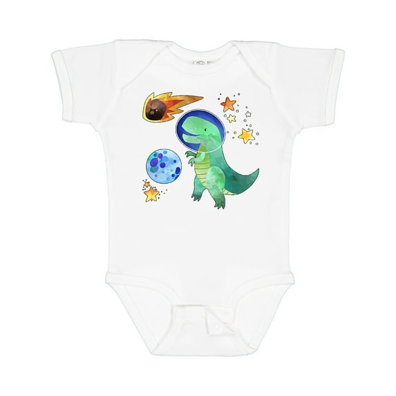 Inktastic Tyrannosaurus Rex Vs. Meteor Fun Space Dinosaur Boys or Girls Baby Bodysuit