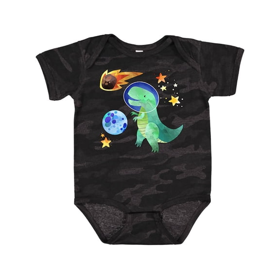 Inktastic Tyrannosaurus Rex Vs. Meteor Fun Space Dinosaur Boys or Girls Baby Bodysuit
