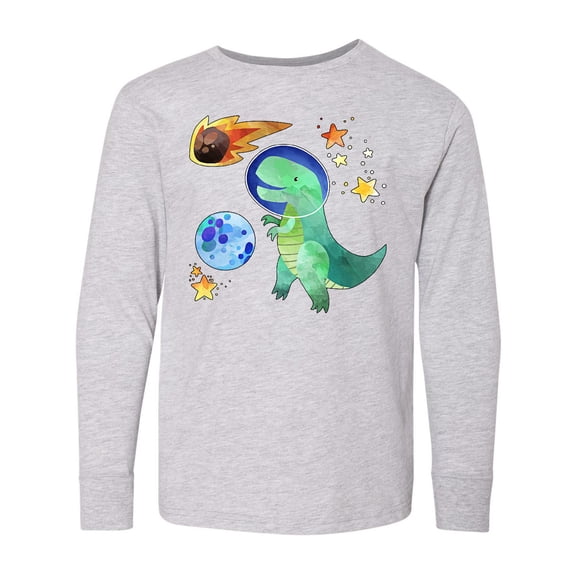 Inktastic Tyrannosaurus Rex Vs. Meteor Fun Space Dinosaur Long Sleeve Youth T-Shirt