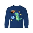 thumbnail image 1 of Inktastic Tyrannosaurus Rex Vs. Meteor Fun Space Dinosaur Long Sleeve Youth T-Shirt, 1 of 5