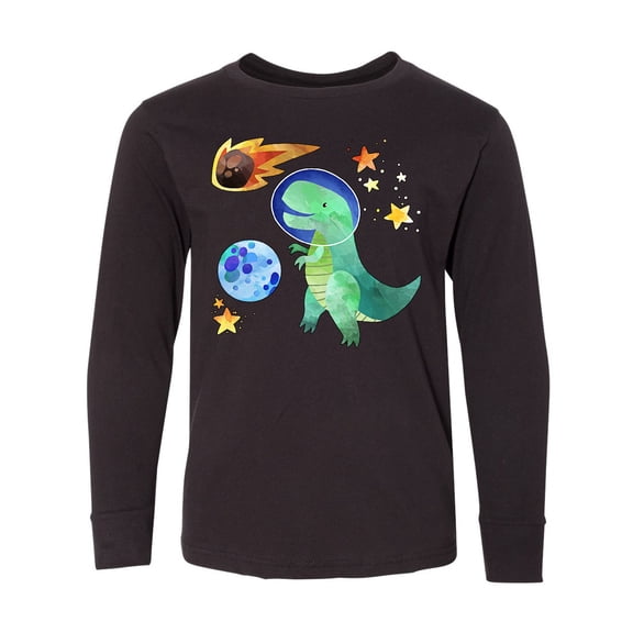 Inktastic Tyrannosaurus Rex Vs. Meteor Fun Space Dinosaur Long Sleeve Youth T-Shirt