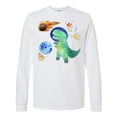 thumbnail image 1 of Inktastic Tyrannosaurus Rex Vs. Meteor Fun Space Dinosaur Long Sleeve T-Shirt, 1 of 5