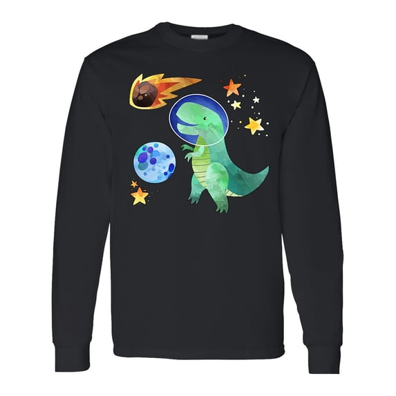 Inktastic Tyrannosaurus Rex Vs. Meteor Fun Space Dinosaur Long Sleeve T-Shirt