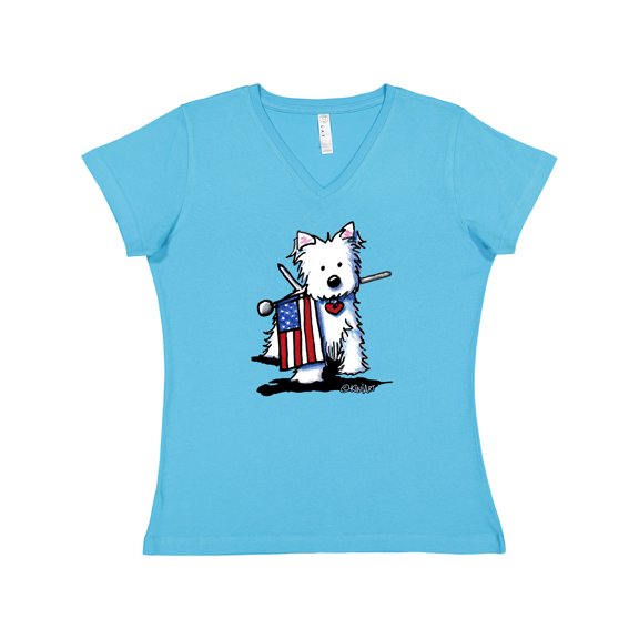 Inktastic US Flag Westie Women's V-Neck T-Shirt