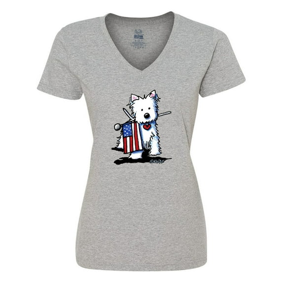 Inktastic US Flag Westie Women's V-Neck T-Shirt