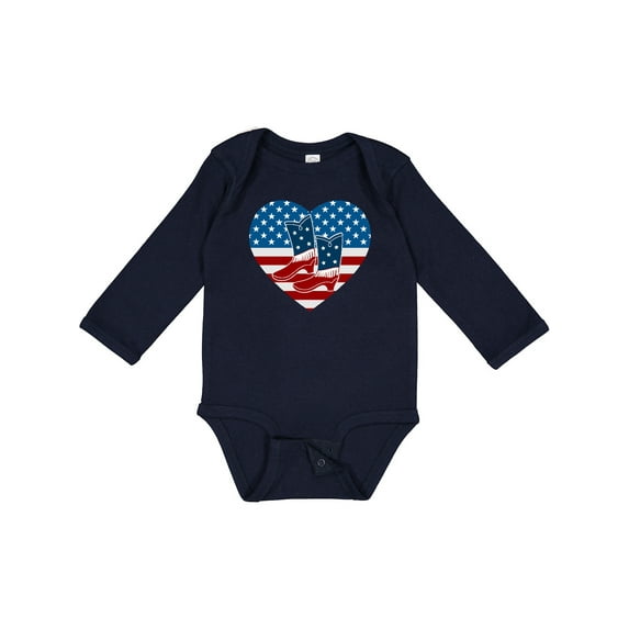 Inktastic USA Cowboy Boots Patriotic Boys or Girls Long Sleeve Baby Bodysuit