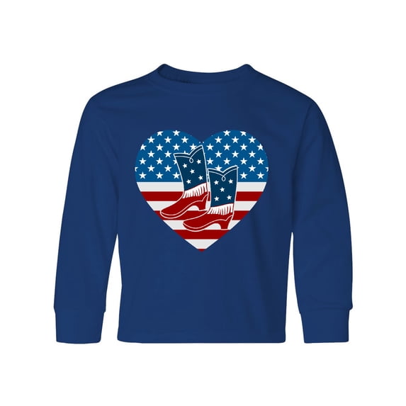 Inktastic USA Cowboy Boots Patriotic Long Sleeve Youth T-Shirt