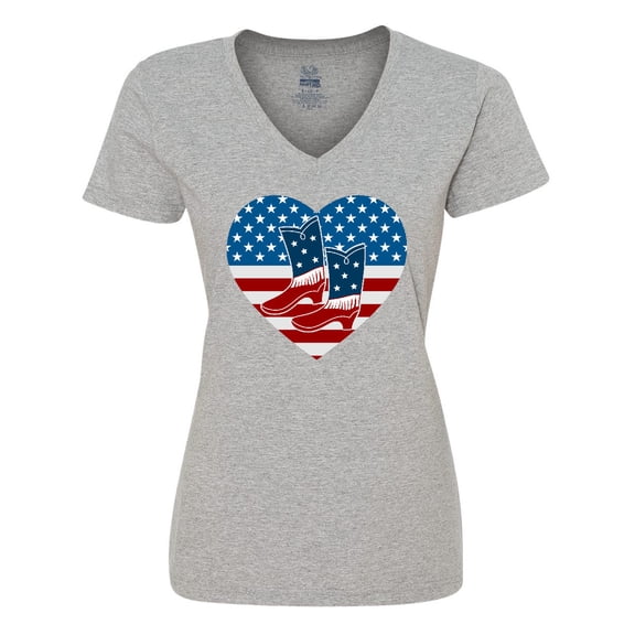 Inktastic USA Cowboy Boots Patriotic Women's V-Neck T-Shirt