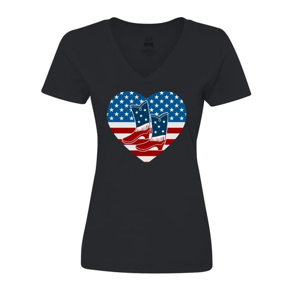 Inktastic USA Cowboy Boots Patriotic Women's V-Neck T-Shirt