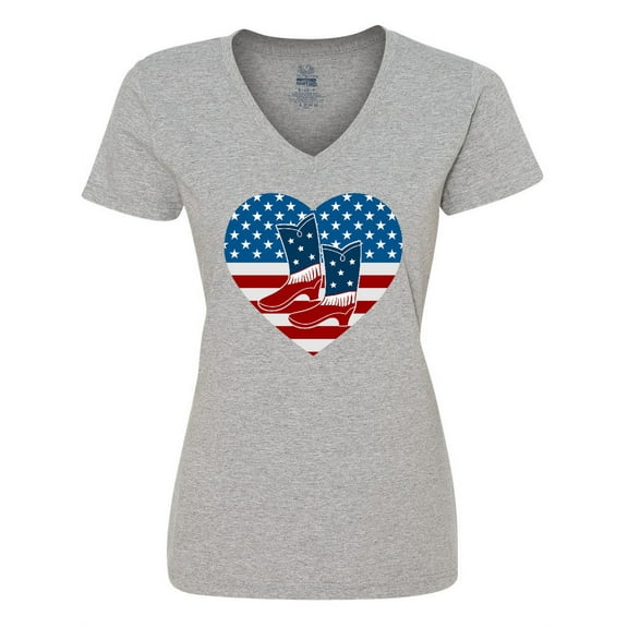 Inktastic USA Cowboy Boots Patriotic Women's V-Neck T-Shirt