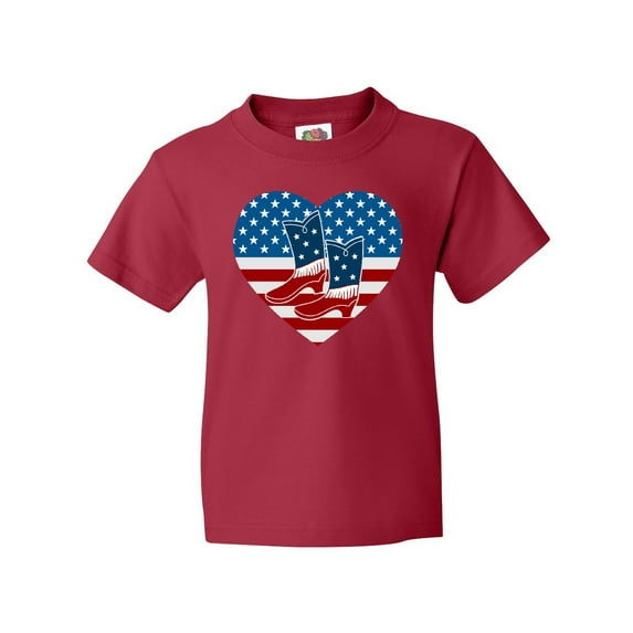 Inktastic USA Cowboy Boots Patriotic Youth T-Shirt