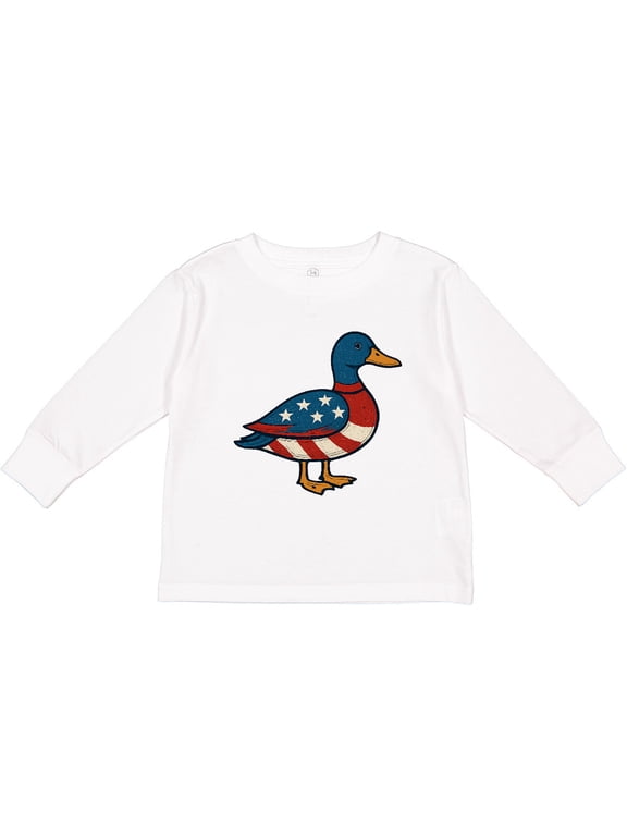 USA Patriotic Duck Boys or Girls Long Sleeve Toddler T-Shirt