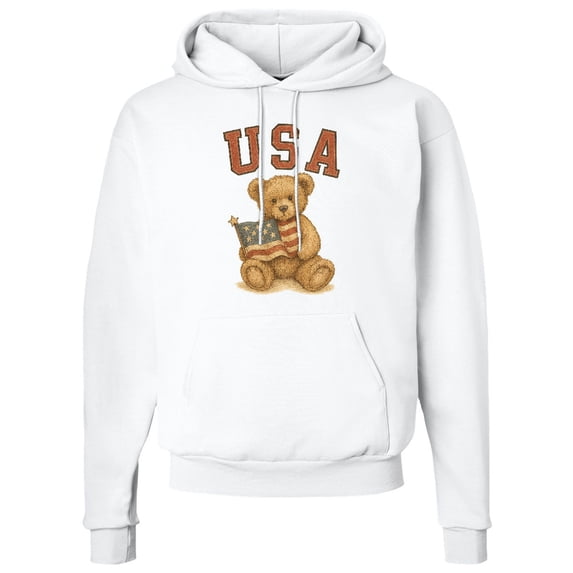 Inktastic USA Teddy Bear Adult Hoodie Sweatshirt