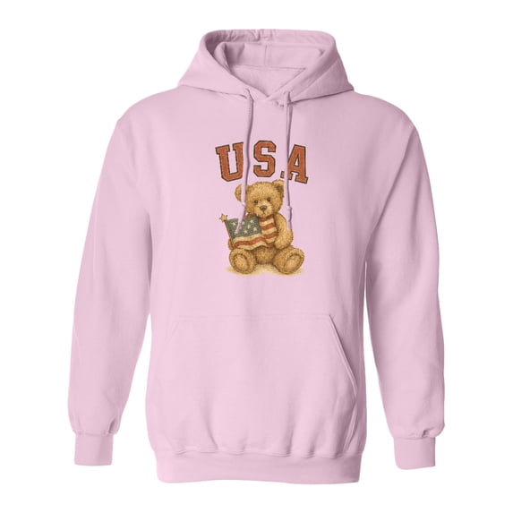 Inktastic USA Teddy Bear Adult Hoodie Sweatshirt