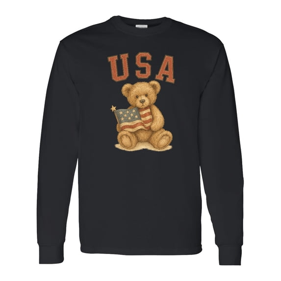 Inktastic USA Teddy Bear Long Sleeve T-Shirt