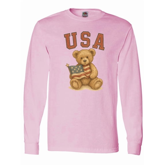 Inktastic USA Teddy Bear Long Sleeve T-Shirt