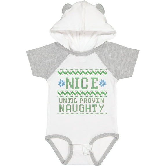 Inktastic Ugly Sweater Nice until Proven Naughty Boys or Girls Baby Bodysuit