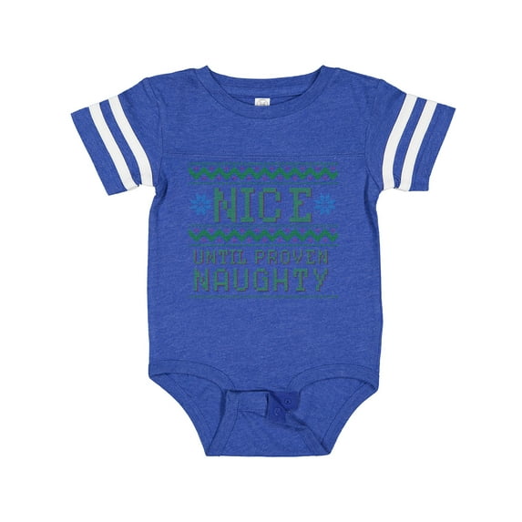 Inktastic Ugly Sweater Nice until Proven Naughty Boys or Girls Baby Bodysuit