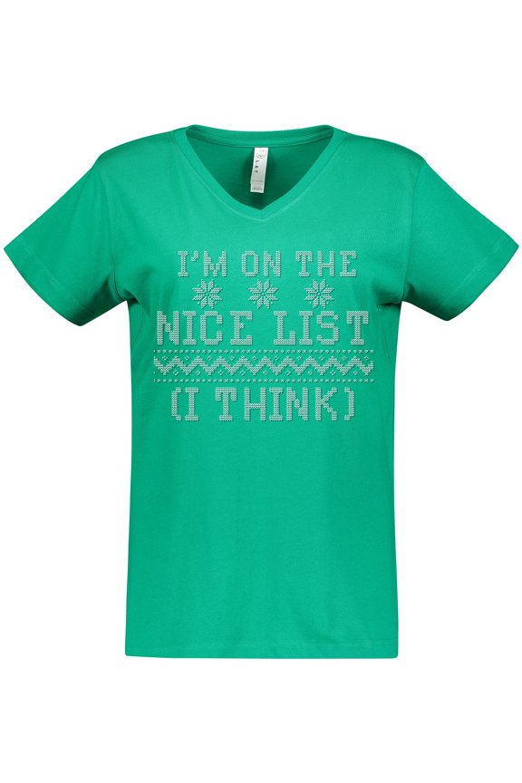 Ugly Sweaters I'm on the Nice List (I Think) Women's V-Neck T-Shirt