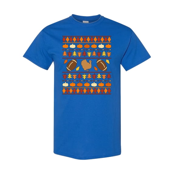 Inktastic Ugly Thanksgiving Sweater Design with Turkey and Football T-Shirt