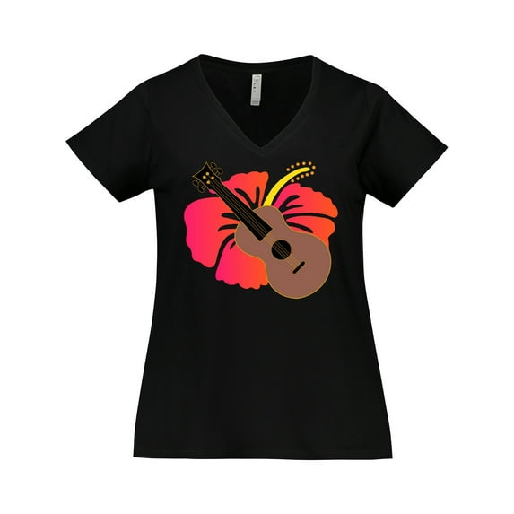 Inktastic Ukulele Hawaiian Music Women's Plus Size V-Neck T-Shirt